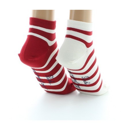 Socquettes en soie rayées asymétriques