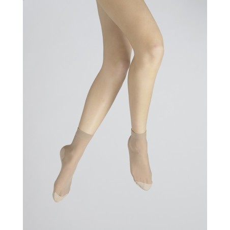 Mi-chaussette fantaisie couleur peau semelle coton