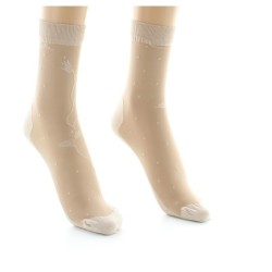 Mi-chaussette fantaisie couleur peau semelle coton