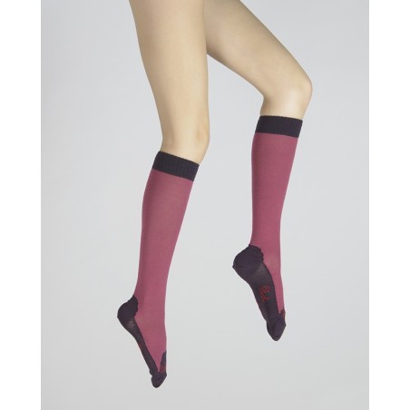Chaussettes hautes cachemire rose