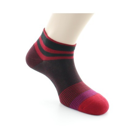 Socquettes à rayures bordeaux et rouges