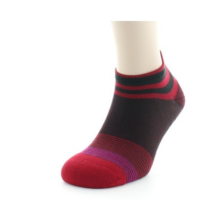 Socquettes à rayures bordeaux et rouges