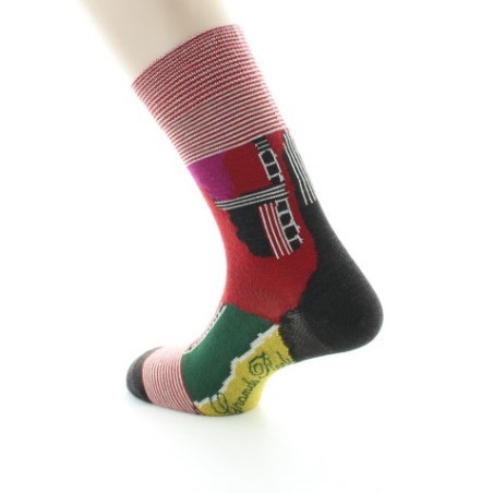Chaussettes homme laine peignée cubisme