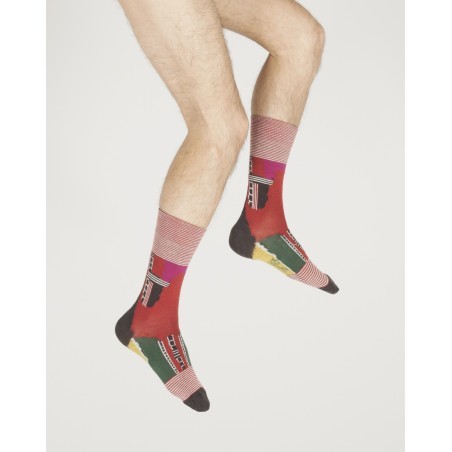 Chaussettes homme laine peignée cubisme