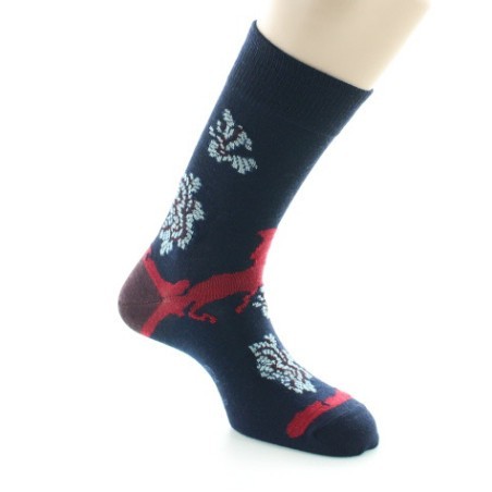 Chaussettes homme laine peignée fleurs de kimono