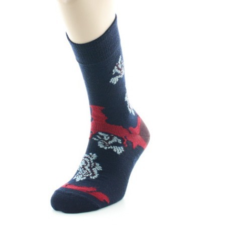 Chaussettes homme laine peignée fleurs de kimono