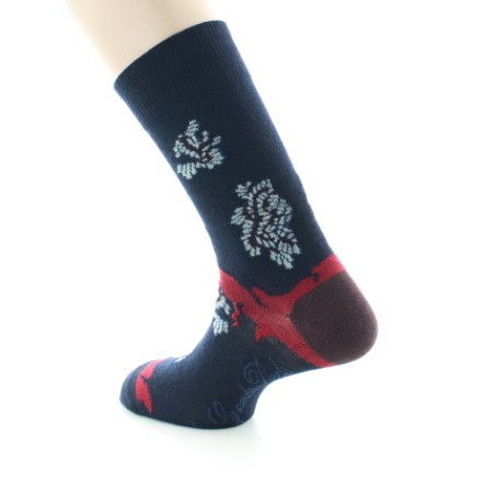 Chaussettes homme laine peignée fleurs de kimono