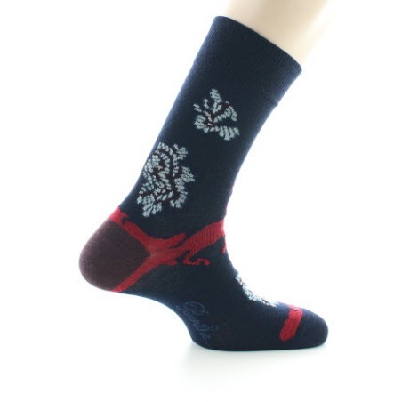 Chaussettes homme laine peignée fleurs de kimono