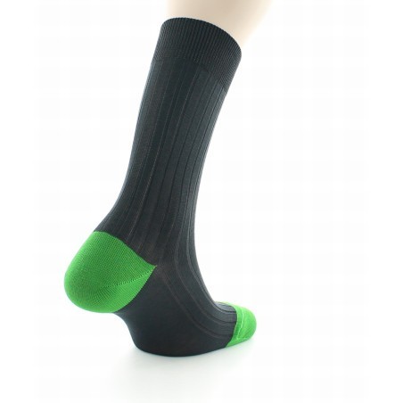 Chaussettes Jean Gabin anthracite / vert pomme