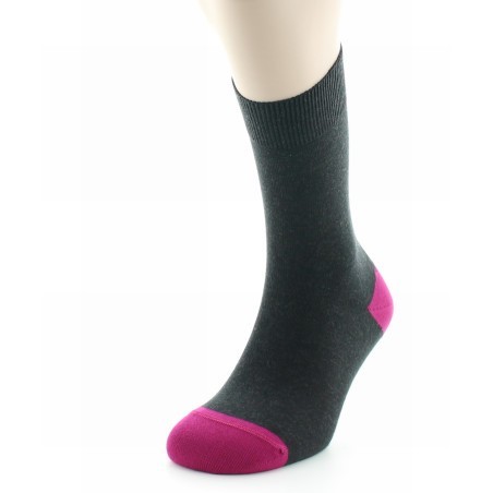 Chaussettes Archimède anthracite / fushia