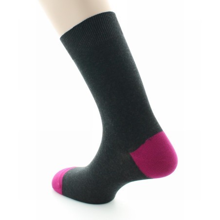 Chaussettes Archimède anthracite / fushia