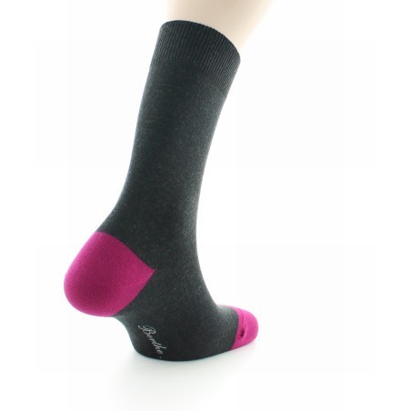 Chaussettes Archimède anthracite / fushia