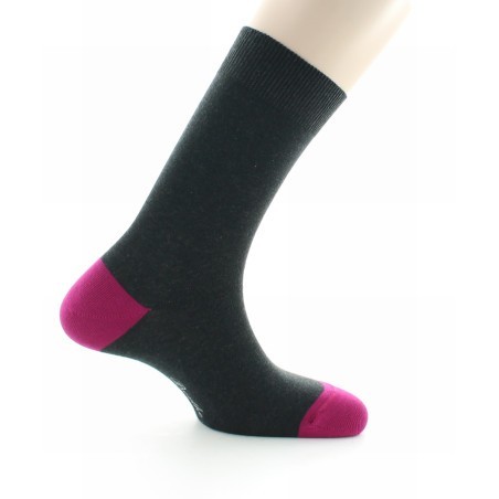 Chaussettes Archimède anthracite / fushia