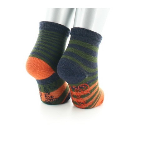 Chaussettes Enfant Rayures Asymétriques kaki et marine
