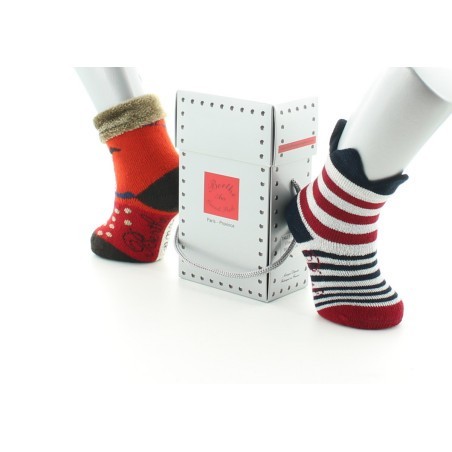 Chaussettes pour bébé girafe avec velours et rayures avec couronne marine