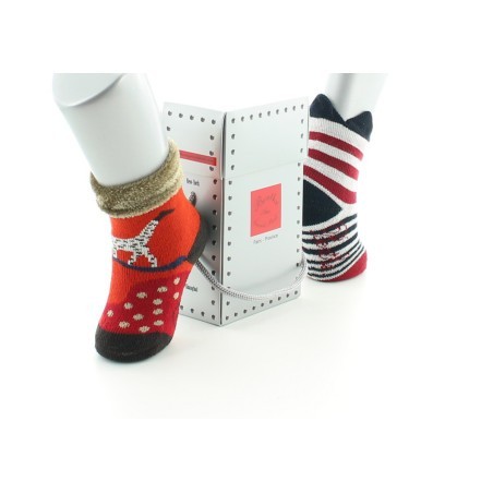 Chaussettes pour bébé girafe avec velours et rayures avec couronne marine