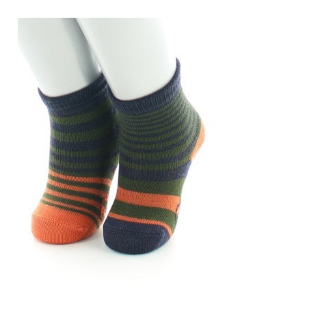 Chaussettes Bébé Rayures Asymétriques kaki et marine