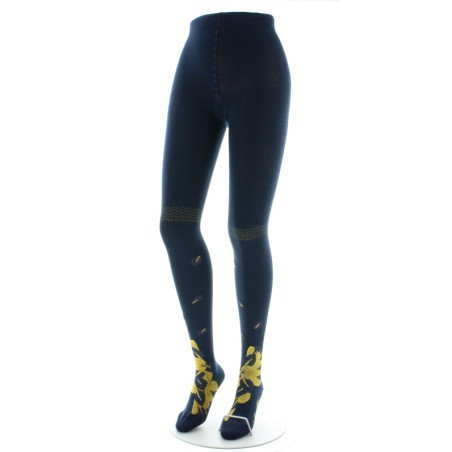 Collants coton femme feuilles d'or