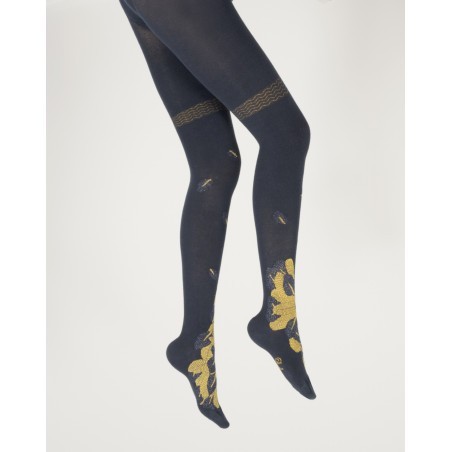 Collants coton femme feuilles d'or