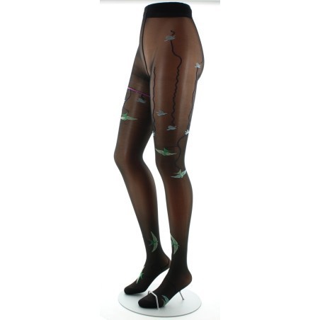 Collants 30D noir Hirondelles vertes