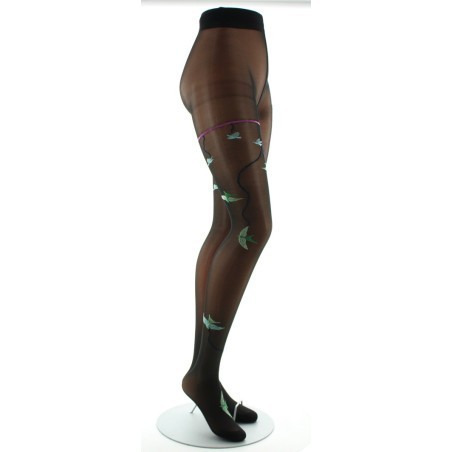 Collants 30D noir Hirondelles vertes