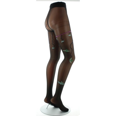 Collants 30D noir Hirondelles vertes