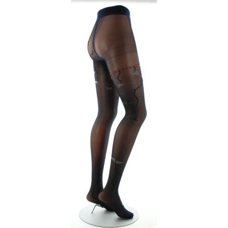 Collants 30D marine Hirondelles grises