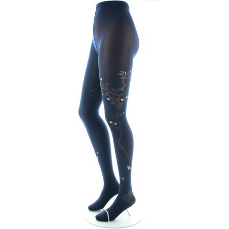 Collants 40D Arbre marine et Oiseaux jaunes