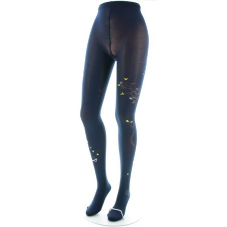 Collants 40D Arbre marine et Oiseaux jaunes