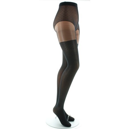 Collants Dentelle et Jarretière fond Noir
