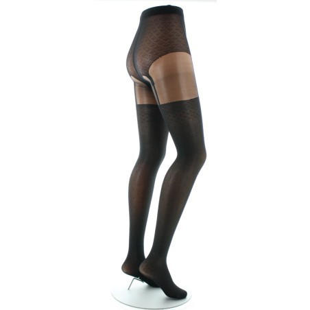 Collants Dentelle et Jarretière fond Noir