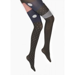 Collants 60D Pois Asymétriques noir et gris