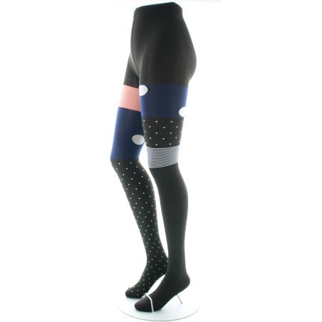 Collants 60D Pois Asymétriques noir et gris