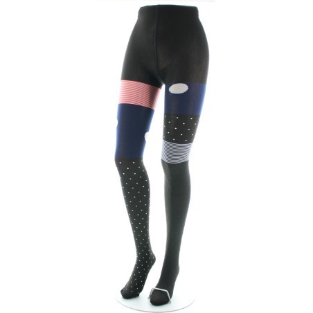 Collants 60D Pois Asymétriques noir et gris