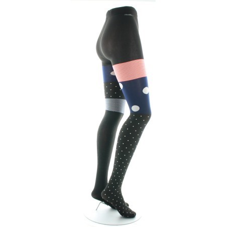Collants 60D Pois Asymétriques noir et gris