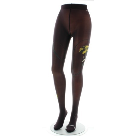 Collant danseuse gris et jaune fond prune