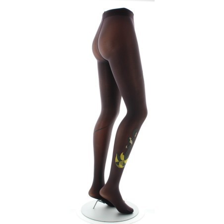 Collant danseuse gris et jaune fond prune