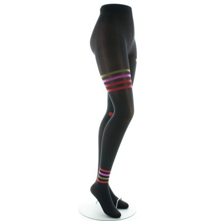 Collants Asymétrie pois et rayures Noir et Rose