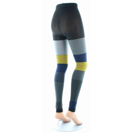 Collants sans pied 60d Asymétriques Anthracite et Jaune
