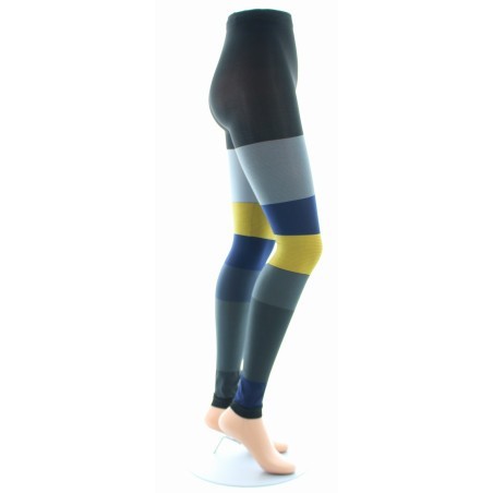 Collants sans pied 60d Asymétriques Anthracite et Jaune