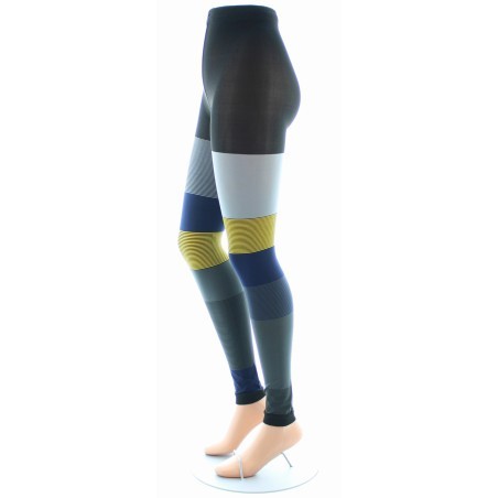 Collants sans pied 60d Asymétriques Anthracite et Jaune
