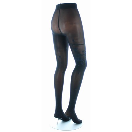 Collant Fantaisie Noir Ton sur Ton Papillons