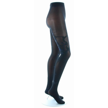 Collant Fantaisie Noir Ton sur Ton Papillons