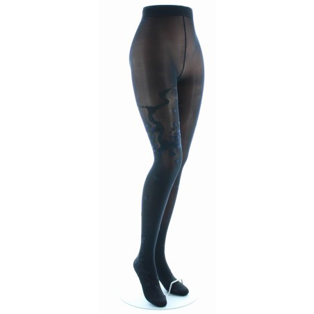 Collant Fantaisie Noir Ton sur Ton Papillons