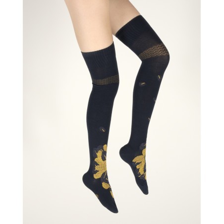 Jambières femme coton feuilles d'or
