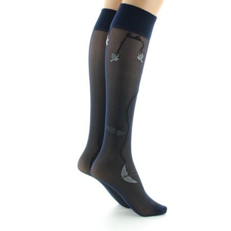 Mi-bas 30D marine Hirondelles grises