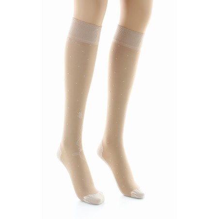 Mi-bas fantaisie couleur peau semelle coton