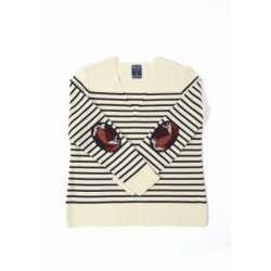 Pull marin Femme rayé Carpe Col V