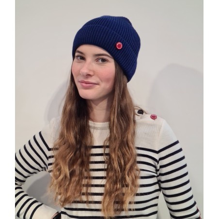 Bonnet mixte Bleu Royal en pure laine merinos