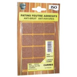 Patin feutre adhésif 22x22 marron x12 sc